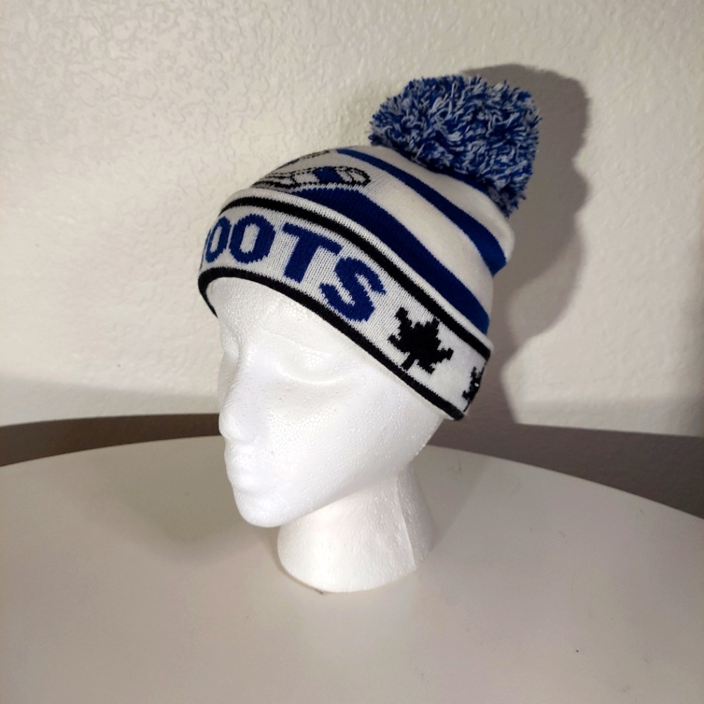 Roots Jersey Blue & White Knit Toddler Hockey Toque Beanie